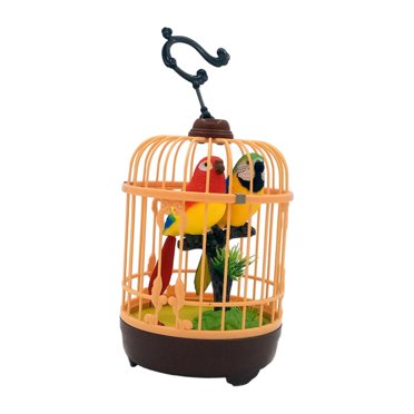 Bunblic Birds Birdcage Toy Decorative Children Desk & Room Accent Voice Activated Home Decoration Birthday Gift Mini Parrot Birds Toy