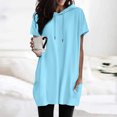 thumbnail image 2 of 2025 Femmes Été Décontracté T-Shirt de Compression pour Femmes Manches Courtes Couleur Unie Col Roulé Simulé Femmes Manches Longues à Capuche Long Double Poche Chandail de Course pour Femmes T-Shirt, 2 of 7