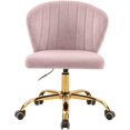 thumbnail image 4 of Meridian Furniture Finley Chaise de Bureau Pivotante Réglable en Velours Rose et Or, 4 of 6