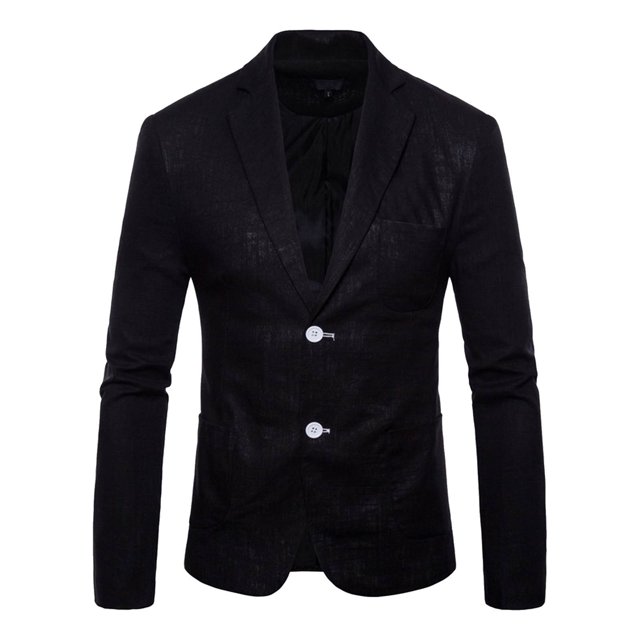 BOBOGOJP Blazer for Men Notched Lapel Two Button Suit Blazer For Dinner Prom Wedding (Black,XL)