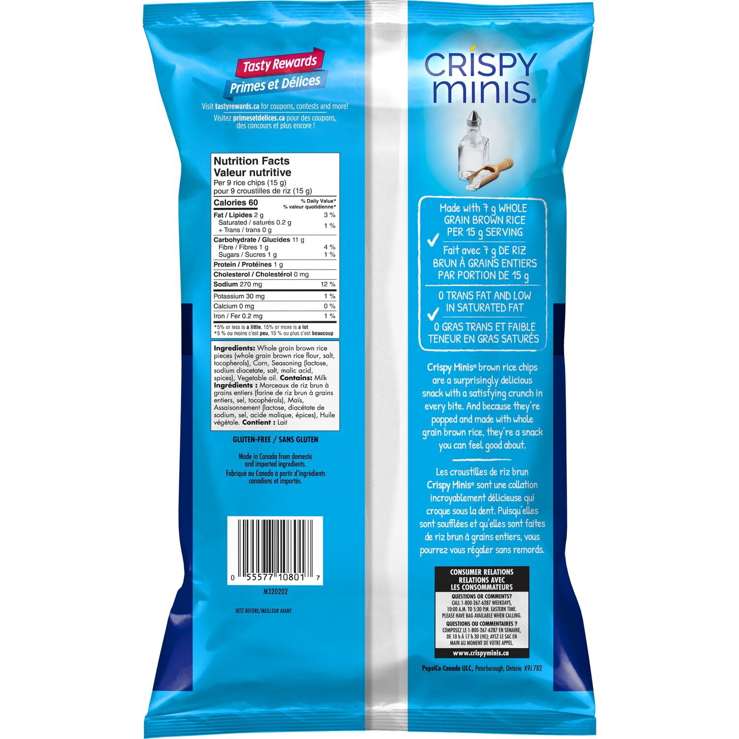 Quaker Crispy Minis Croustilles de riz brun Saveur Sel et vinaigre