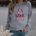 thumbnail image 2 of Chemises Décontractées Amples pour Femmes à Imprimé Ruban, T-Shirts à Manches Longues, Col Rond, Coupe Régulière, Blouses chandail-Over, Blouses pour Femmes P-20 Gris TG, 2 of 4
