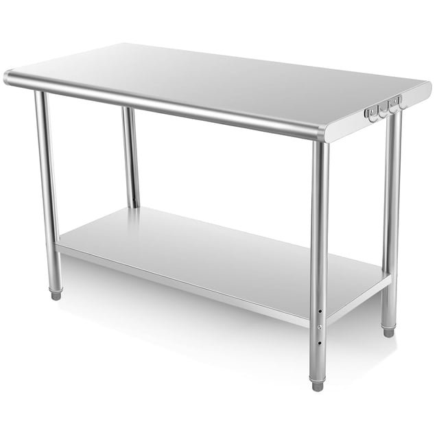 BeesClover Stainless Steel Prep Work Table, Commercial Workstations, NSF Commercial Heavy Duty Worktablefor Kitchen Restaurant,Home,Hotel,Outdoor