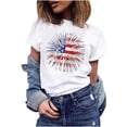 thumbnail image 1 of Leutsin T-Shirt Blouse à Manches Courtes pour Femmes à Col Rond avec Imprimé de la Fête de l'Indépendance, 1 of 8