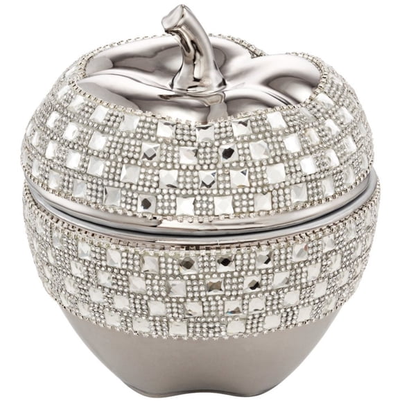 Dahlia Studios Victoire Silver and Crystal 8 1/2" High Ceramic Apple