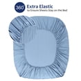 thumbnail image 4 of PiccoCasa Soft 100GSM Full Striped Bed Fitted Sheets 16 Inch Deep Pocket Steel blue, 4 of 7