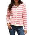 thumbnail image 4 of Cardigan à Rayures pour Femmes Pull à Manches Longues Tendance Bouton vers le Bas Cardigans Tricot, 4 of 8