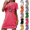 thumbnail image 1 of Jovati Chemise de Nuit Courte pour Femmes, Coupe Ample avec Imprimé sur la Poitrine, Nuisette à Manches Courtes à Col Rond, Mélange Polyester Spandex, Tissu Respirant et Léger, S à TTG, 1 of 8