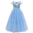 thumbnail image 1 of HAWEE Filles Princesse Cendrillon Costume Bleu Fleur Papillon Tulle Robes pour l'Halloween, 1 of 7