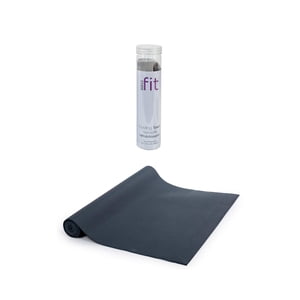 Bodico Non-Slip Yoga Mat and Super Cooling Towel Set for Fitness, Black