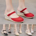 thumbnail image 4 of Sandales Espadrilles à Talon Compensé pour Femmes, Bride à la Cheville à Boucle, Sandales Plateforme Décontractées d'Été, Chaussures pour Femmes à Bout Fermé, Compensées Rétro, 4 of 9