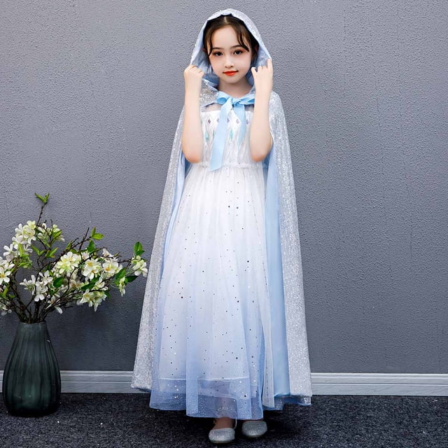 Princess Capes Colorful Sequins Cloak for Girls-Halloween Birthday Party Costumes Dress up
