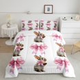 thumbnail image 2 of Erosebridal Cute Rabbit Bedding King Comforter Set,Kawaii Bowknot Bedding Sets King with Comforter,Girls Room Decorative,Reversible,Lightweight,3 Pieces, 2 of 7