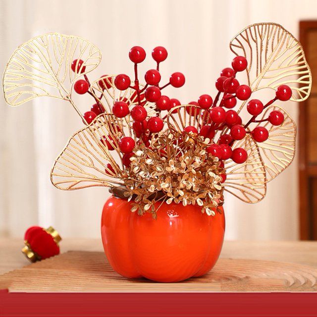 New Year Decoration Desk Flower Red Berry For Wedding Spring Festival Home Decor