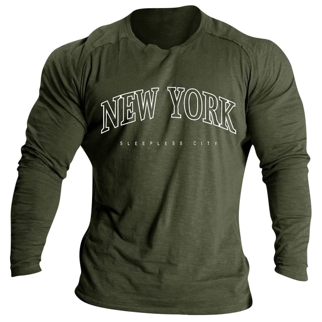 Fashion Trend Letters Raglan Long Sleeve Tee for Men Casual Daily Wear Shirt with Comfortable Fit Street Style Top