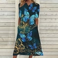 thumbnail image 1 of Robes d'Été Grande Taille pour Femmes 2024 Décontractées à Manches Courtes à Col en V Robe Imprimée Robe Ample Économisez jusqu'à 65 % de Rabais!, 1 of 5