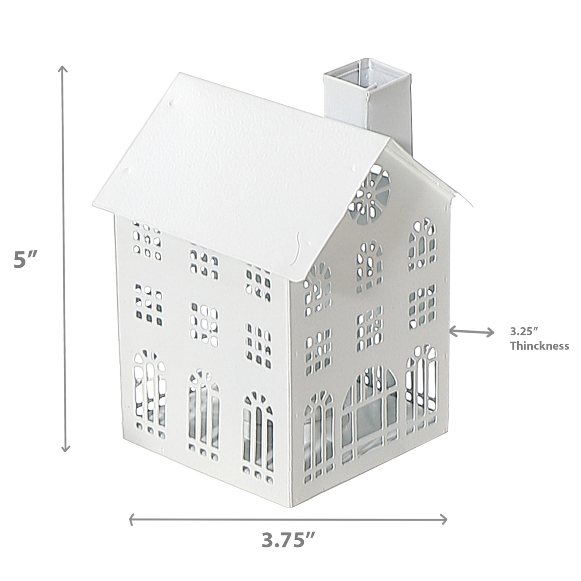 White Metal House Tealight Holder (Large)