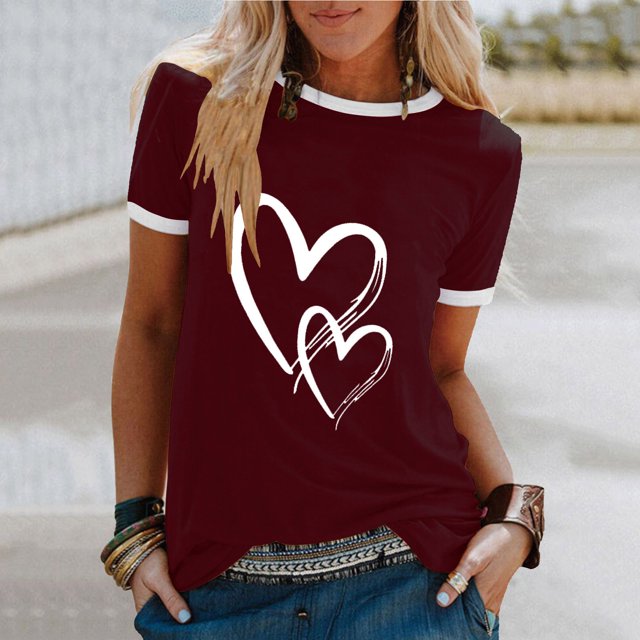 SMihono Hauts pour Femmes Été Décontracté Mode Féminine Décontracté Imprimé Col Rond Ample Manches Courtes T-shirt Chandail Oversize T-shirt pour Femmes 2023