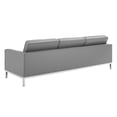 thumbnail image 4 of Modway Loft 3 Piece Upholstered Faux Leather Sofa Set in Silver and Gray, 4 of 9