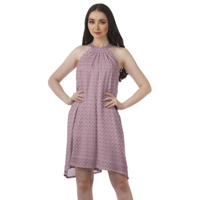 Moomaya Printed Tunic Tank Dress Swing Dress Halter Neck Mini Summer Dress