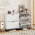 thumbnail image 4 of Toytexx 2-Tier White Farmhouse Cabinet with Flip Drawers, Adjustable Shelves & Metal Base, Narrow Entryway Rack, 4 of 6