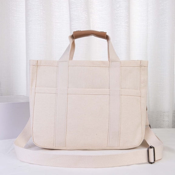 Sac en Toile pour Femmes, Fourre-Tout Rétro Décontracté, Sac Bandoulière en Toile, Grande Capacité, Sac à Plusieurs Couches pour Femmes