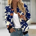 thumbnail image 1 of EQWLJWE Liquidation d'Économies d'Été! Veste Bomber de Baseball Zippée à Poches Imprimées Décontractée pour Femmes, Manteau, 1 of 5