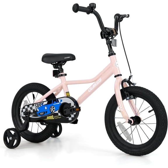 OLAKIDS Kids Bike, 12 14 16 18 Inch Toddlers Bike with Training Wheels Safety Bell Adjustable Seat and Handlebar Handbrake and Coaster Brake, Children's Bicycle for Boys Girls