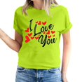 thumbnail image 2 of Pisexur T-shirt de la Saint-Valentin pour Femmes, Imprimé Amour, Manches Courtes, Col Rond, 2 of 5