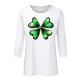 thumbnail image 4 of Elvqul T-Shirts pour Femmes Grande Taille à Imprimé Col Ras du Cou T-Shirts Manches 3/4 Mode Vert Saint-Patrick Jolis Hauts pour Femmes, 4 of 5