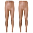 thumbnail image 3 of Choomomo Women's Glossy Stretch Sports Hip Hop Rave Street Modern Dancing Performance Tight Leggings Pants Coffee L, 3 of 8