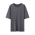 thumbnail image 1 of Pisexur Hauts d'Été pour Femmes, Hauts pour Femmes, Hauts de Sortie pour Femmes, Hauts pour Dames, T-Shirt d'Été à Col Rond Manches Courtes Décontracté Mode Imprimé avec Boutons Gris, TG, 1 of 4