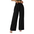 thumbnail image 3 of Pantalon Grand en Coton et Lin, Taille Haute, Fendu, Décontracté, Mode pour Femmes, 3 of 8