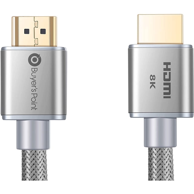 Buyer’s Point Ultra High Speed HDMI 2.1 Cable Dynamic HDR 1.8M (6ft) 8K 120Hz, 48Gbps, Dolby Vision, eARC Compatible with Apple TV, Nintendo Switch, Roku, Xbox, PS4, Projector Pack of 2 Gray