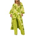 thumbnail image 1 of Mikilon Womens Stylish Outfit 2 Piece Set Summer Irregular Printed Pullover Irregular Two Piece Long Sleeve Round Neck Top/Shirt Set Yellow S, 1 of 6