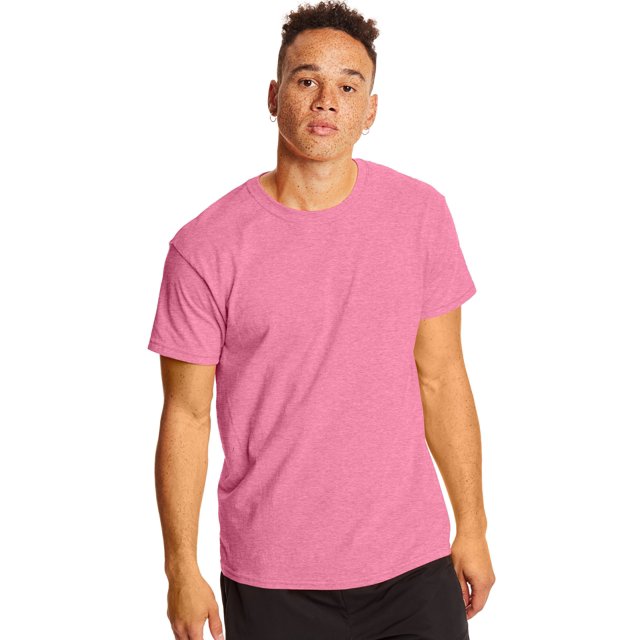 Hanes T-Shirt à Manches Courtes Col Rond X-Temp pour Hommes Lot de 2, TG, Rose Néon Chiné