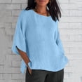 thumbnail image 2 of DPTALR Blouse Chemise Ample en Coton à Manches Courtes d'Été pour Femme à Col Rond, 2 of 6