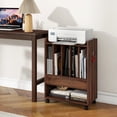 thumbnail image 4 of Gymax Record Player Stand on Wheels w/ Pull-out Drawer & Open Shelf Lockable Wheels Brown, 4 of 10