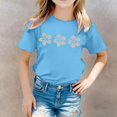 thumbnail image 2 of WEIYLL T-Shirts pour Filles Imprimé Floral Col Rond Manches Courtes Décontracté Doux Ajusté pour Enfants 10-11 Ans, 2 of 5