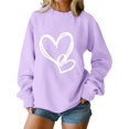 thumbnail image 1 of SOMOWI Chandails de la Saint-Valentin pour Femmes Sans Capuche à Col Rond à Manches Longues Chandail Décontracté en Tricot Doux Violet Pâle pour Temps Froid L, 1 of 4