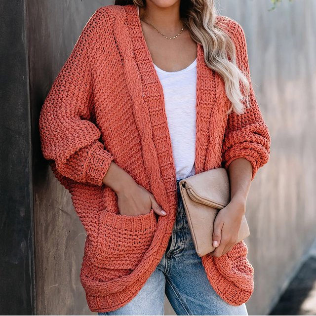 Cardigans en Tricot pour Femmes Amples Surdimensionnés avec Poches