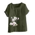 thumbnail image 4 of Cameland Hauts pour Femmes Col Rond Manches Courtes Imprimé Floral Chemise Ample, 4 of 5