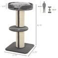 thumbnail image 3 of PawHut Cat Tree w/ Sisal Mat Scratching Post Cat Bed Cushion, 3 of 10