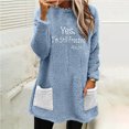 thumbnail image 2 of Penkiiy Blouse à Manches Longues pour Femme, Col Rond, d'Hiver, Ample, Unie, avec Poche, Chaude, 2TG, Bleu, 2 of 6