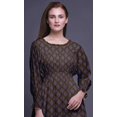 thumbnail image 5 of Bimba Robe Bloc Femme à Manches Longues Smockée Col Rond à Volants Été Maxi-Moyen, 5 of 5