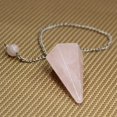 thumbnail image 2 of Angelstones Natural Gemstone Crystal Rose Crystal Hexagonal Pointed Reiki Chakra Pendant Pendulum, 2 of 2