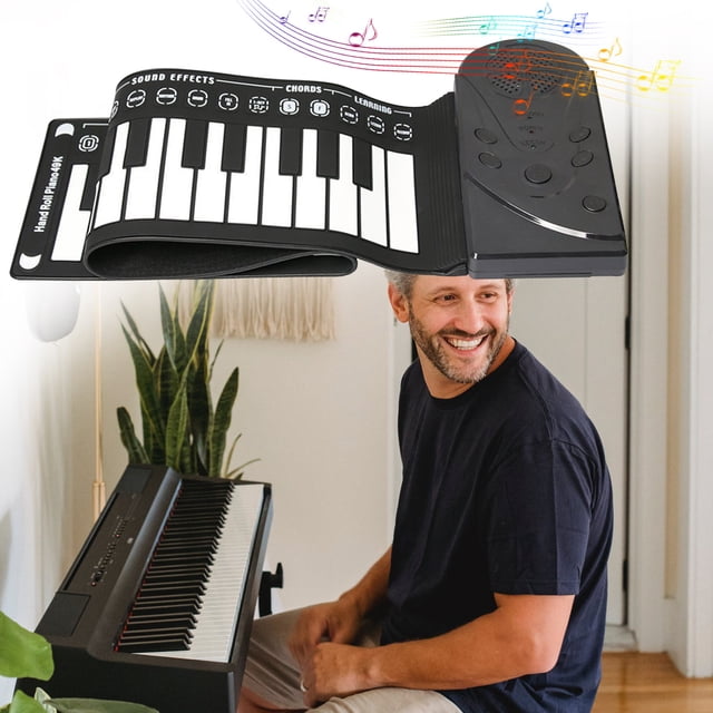 TIMIFIS Electronic Organ Hand-Rolled Piano with Horn - Portable 49 Keys Organ Piano with Foldable Keyboard Instruments Educational People of All Ages Education