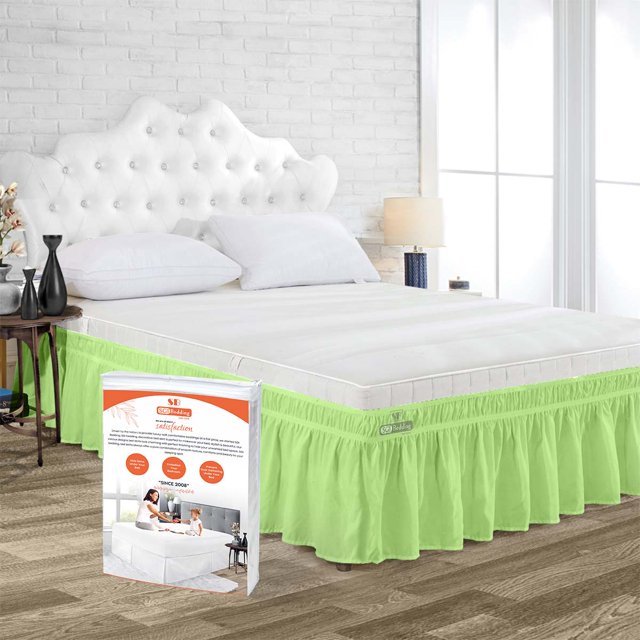 SGI Bedding 21 Inch Wrap Around Bed Skirt | Microfiber Bed Skirt | Fade Resistant, Wrinkle Free, Anti-static, Decorative, Extra Storage Space, Clutter-Free | California King, Sage