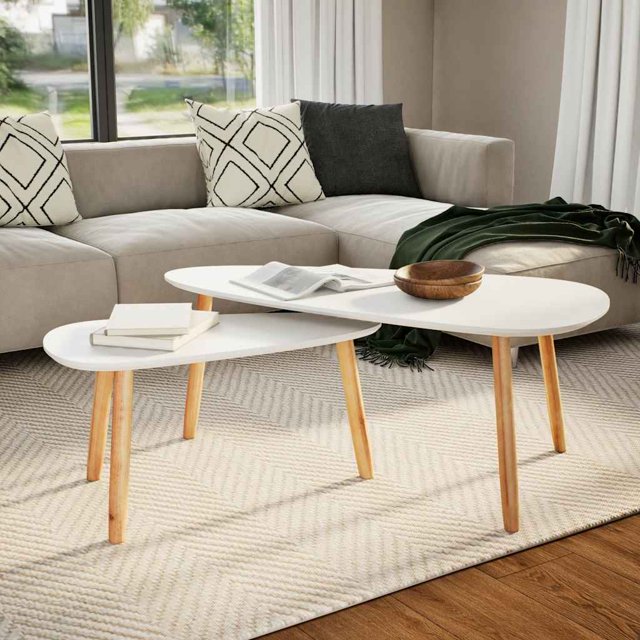 vidaXL Ensemble de Tables Basses d'Intérieur 2 Pcs Pin Massif Blanc