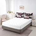 thumbnail image 4 of YST Rayures Modernes Violet Gris Noir Ensemble de Literie 7 Pcs Géométrique Ensemble de Couette Format Simple Rétro Cercles Tourbillons Ensemble de Literie Déco de Chambre Texture Abstraite Couleur Art Drap Plat Drap-Housse, 4 of 5